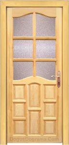 5 gözlü ahşap camlı oda kapısı